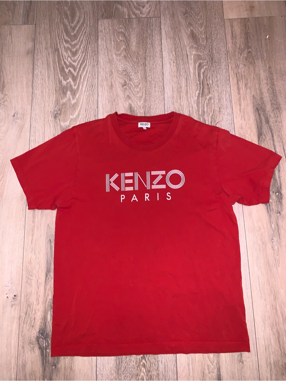 Kenzo Paris Linear Logo T-Shirt Red Size: Large
